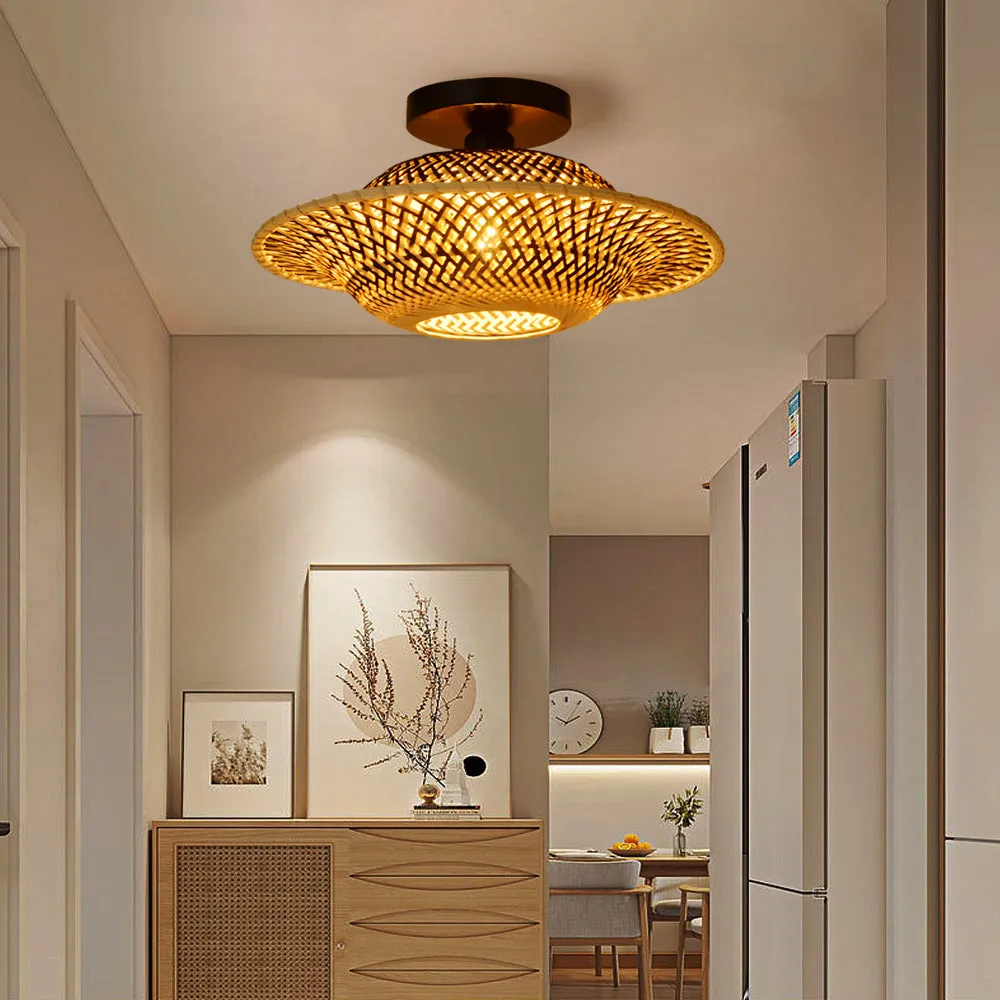 Handwoven LED Ceiling Light - Bamboo