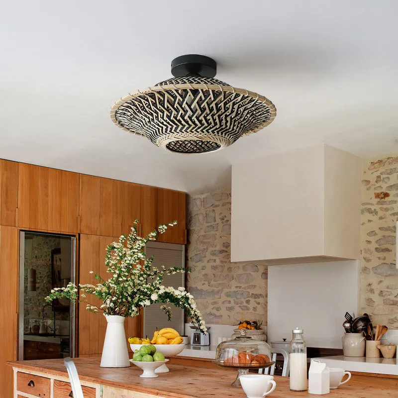 Handwoven LED Ceiling Light - Bamboo