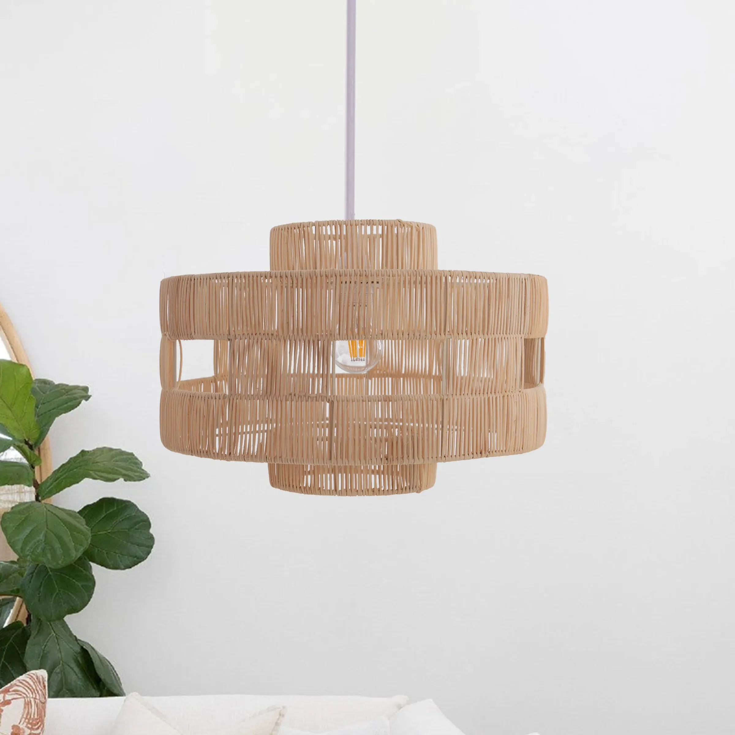 Handwoven Pendant Lamp - Natural, Rattan image