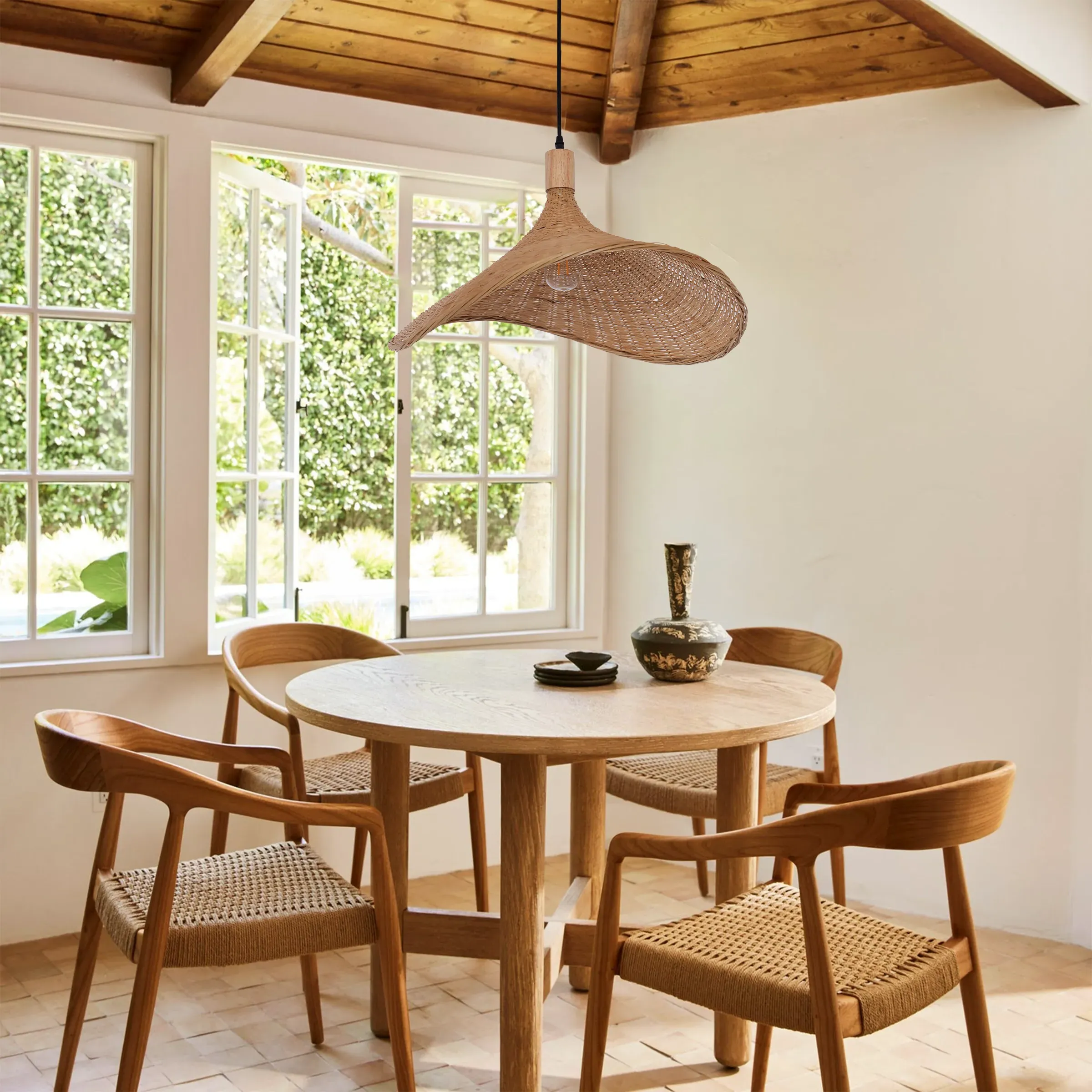 Handwoven Pendant Light - Brown, Bamboo image