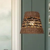 Handwoven Paper Rope Pendant Light - Brown, Straw alternate view