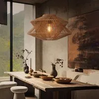 Handwoven Paper Rope Pendant Light with Iron Frame - Brown alternate view