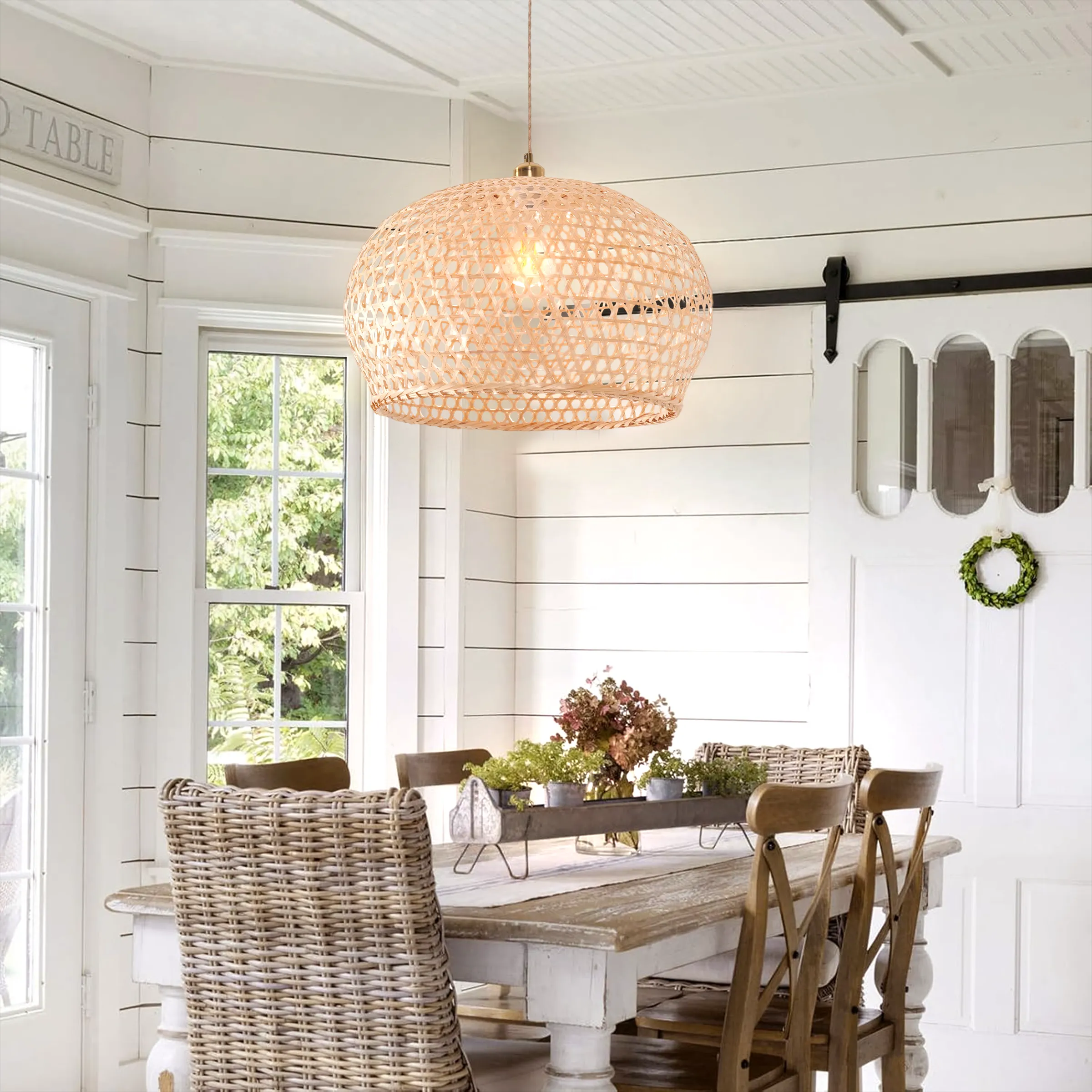 Handwoven Pendant Light - Natural, Bamboo