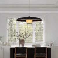 Handwoven Pendant Light with Adjustable Cord - Black alternate view