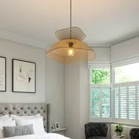 Handwoven Bamboo Pendant Light - Brown, Bamboo alternate view