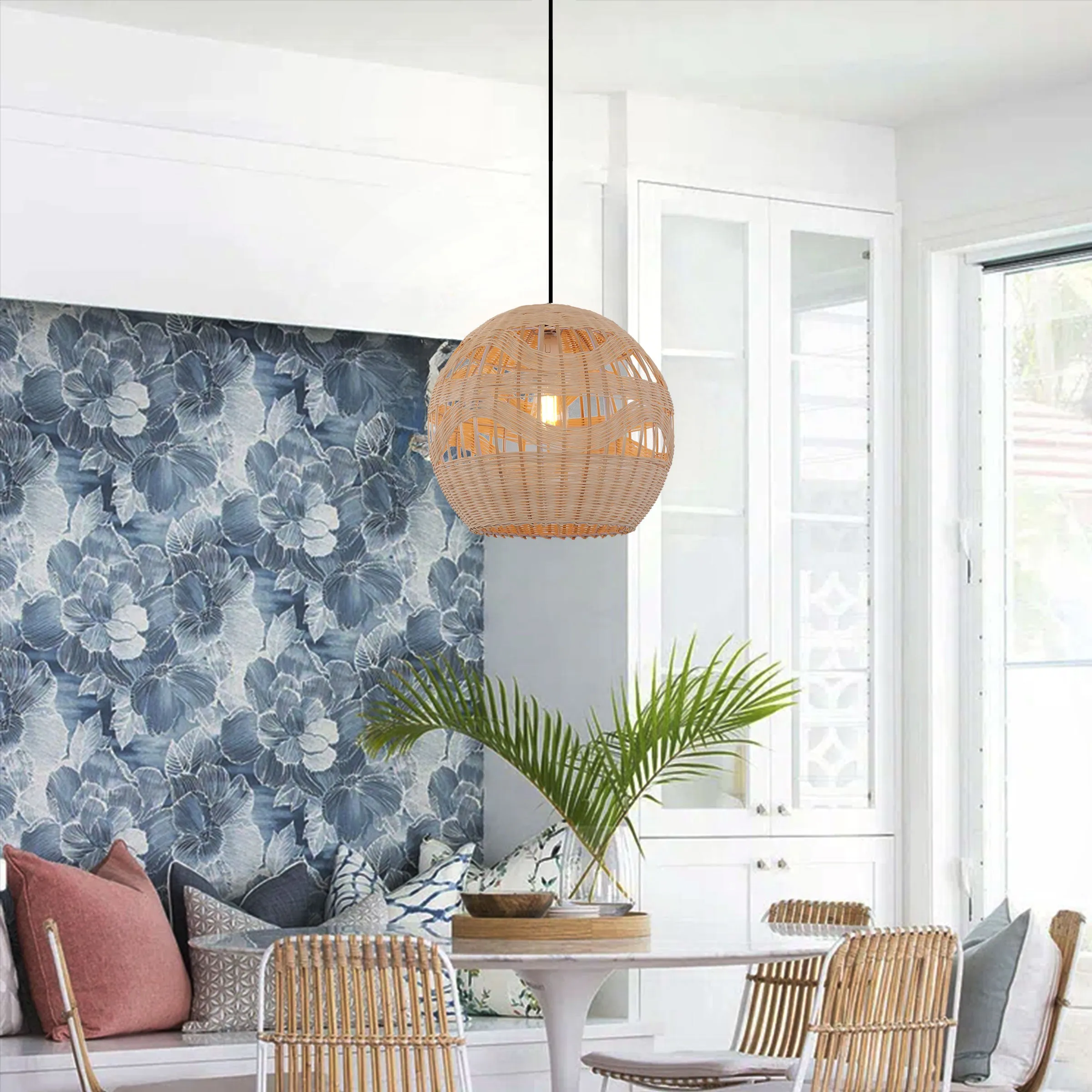 Handwoven Rattan Pendant Ceiling Light - Brown, Rattan product