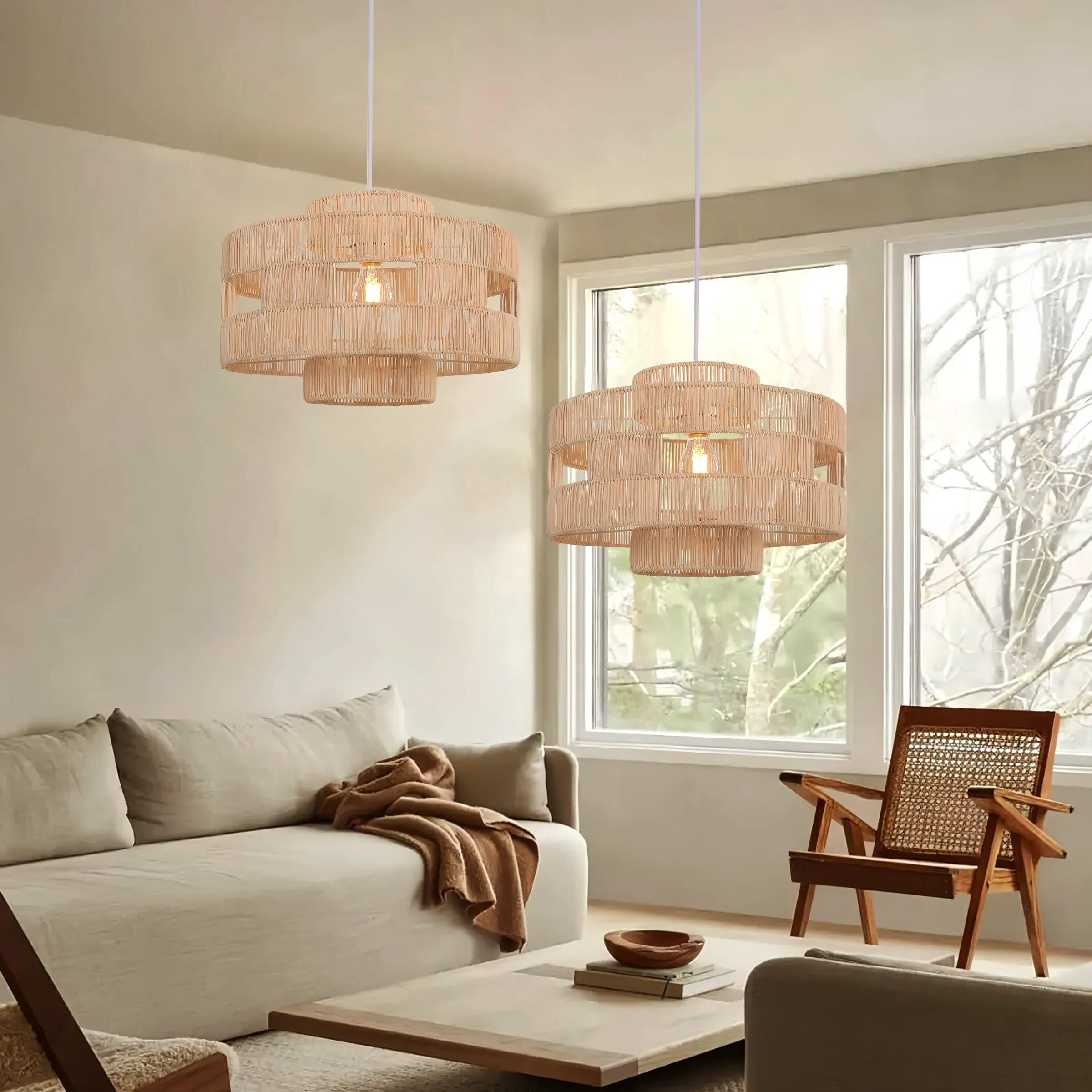 Handwoven Rattan Pendant Lamp - Natural, Rattan product