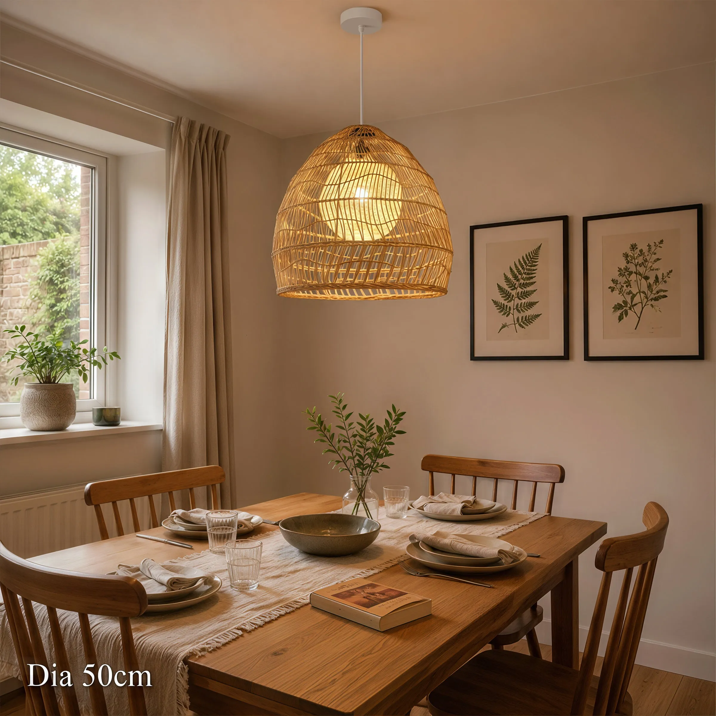 Handwoven Rattan Pendant Light - Natural product