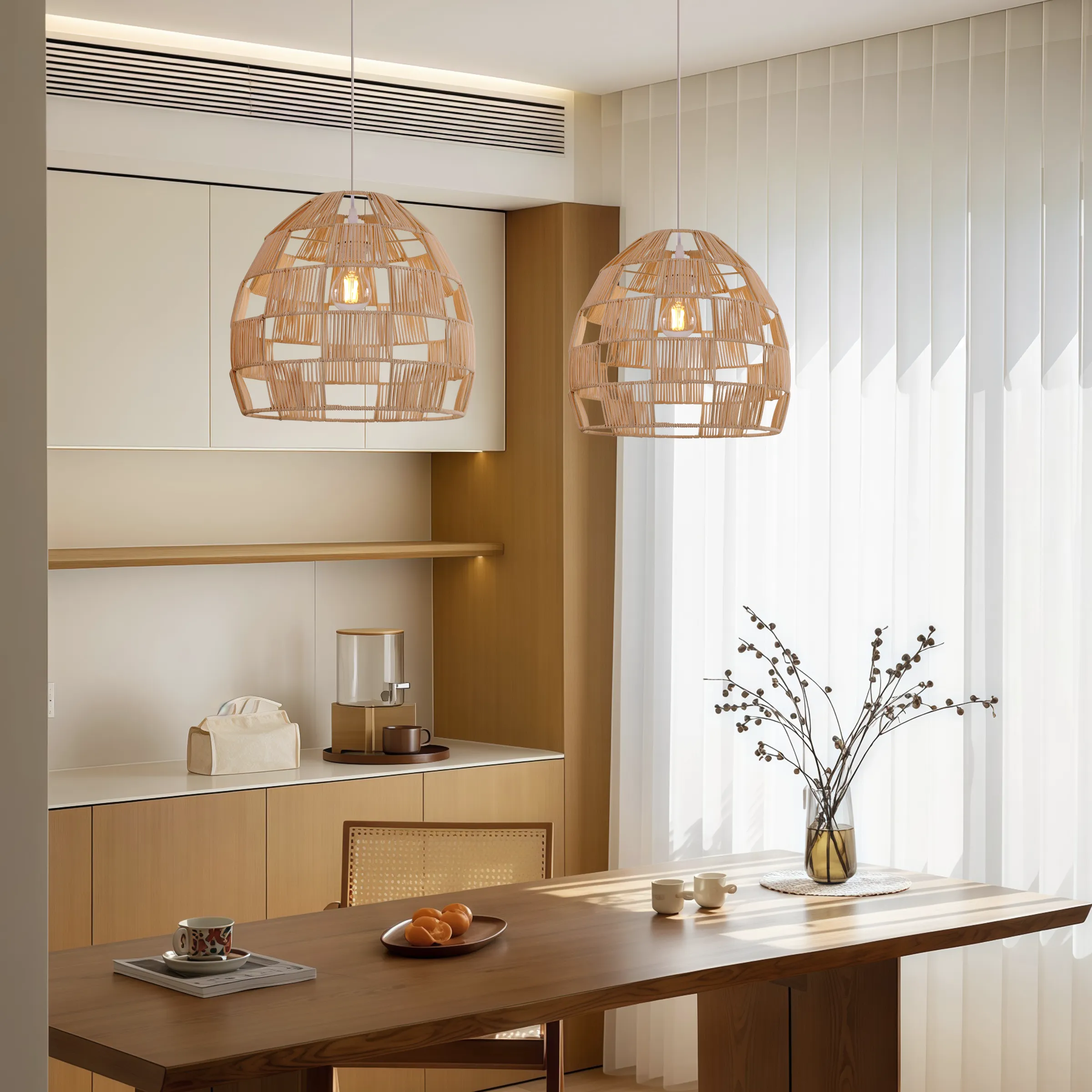 Handwoven Rattan Pendant Light - Natural, Rattan product