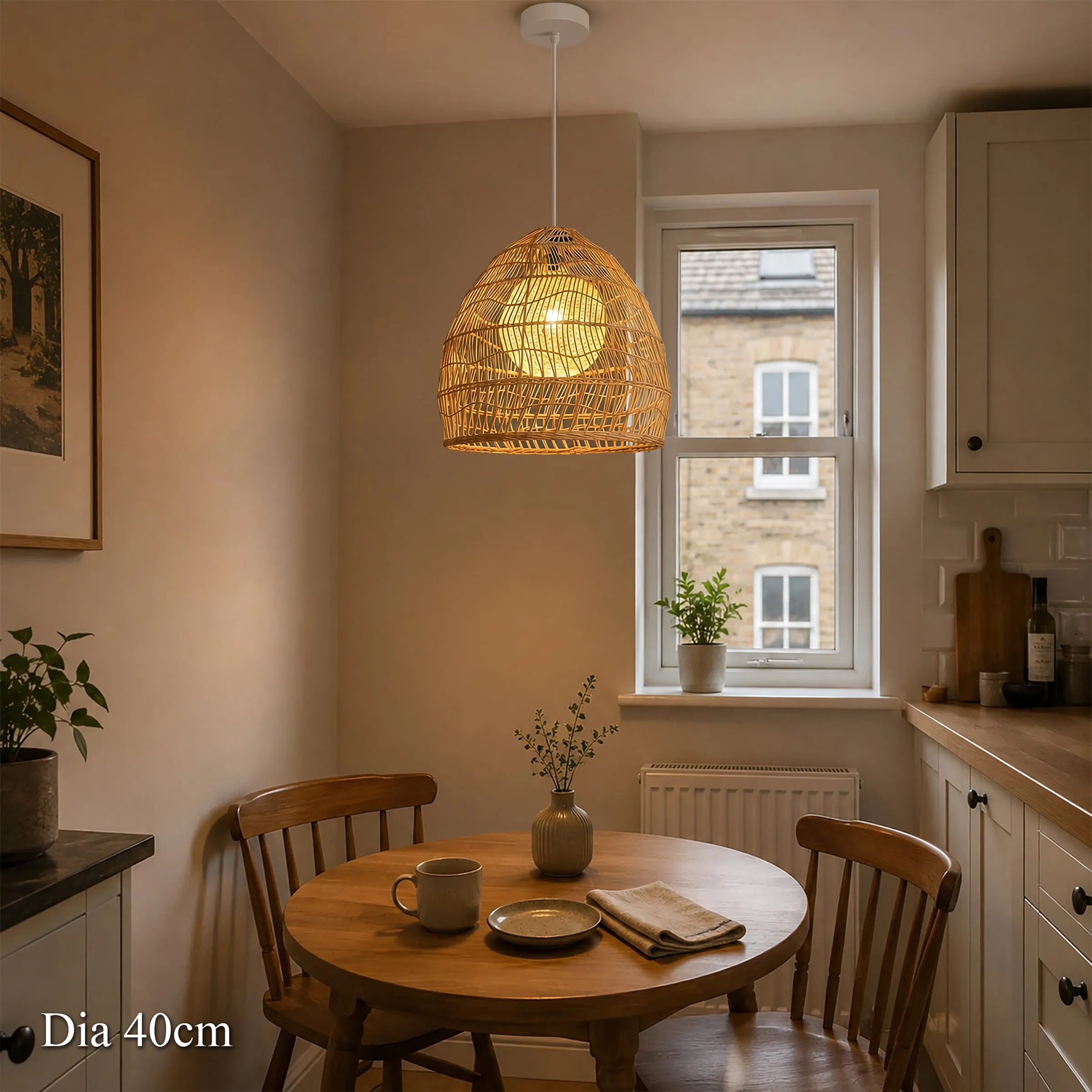 Handwoven Rattan Pendant Light with Inner Sphere - Natural product