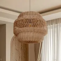 Hollow Weave Rattan Pendant Light - Natural, Iron & Rattan alternate view