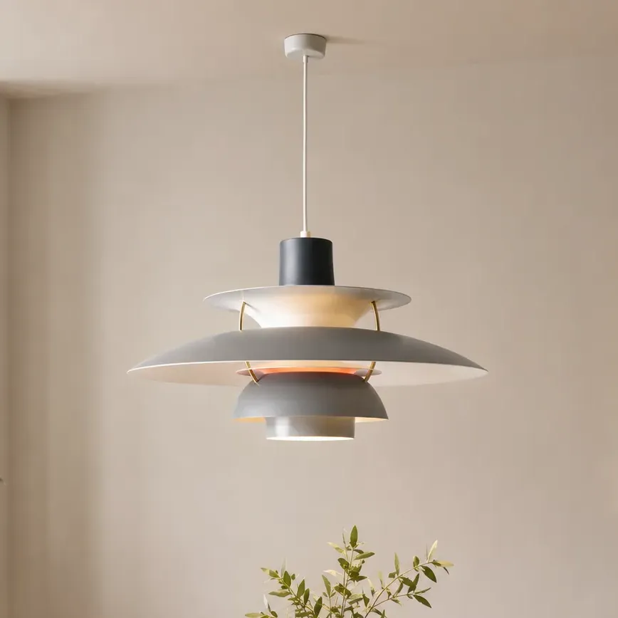Layered Shade Pendant Light - Grey, White, Aluminium product