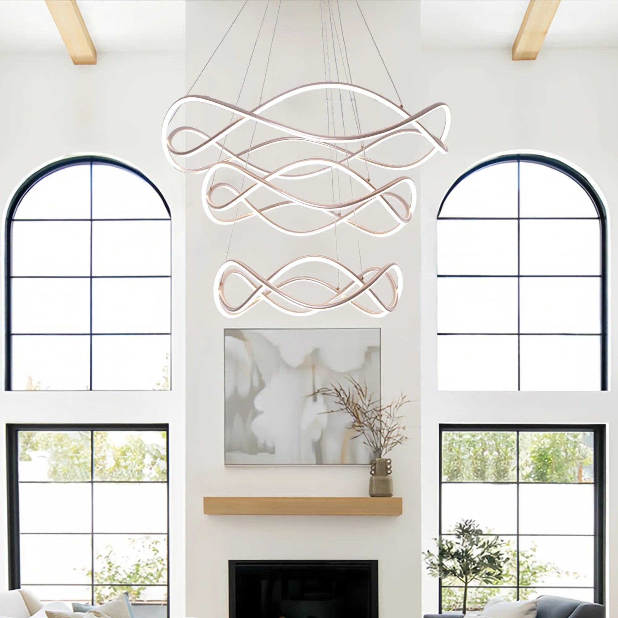 LED Dimmable Spiral Pendant Light Adjustable Height - Carmine, Aluminium product