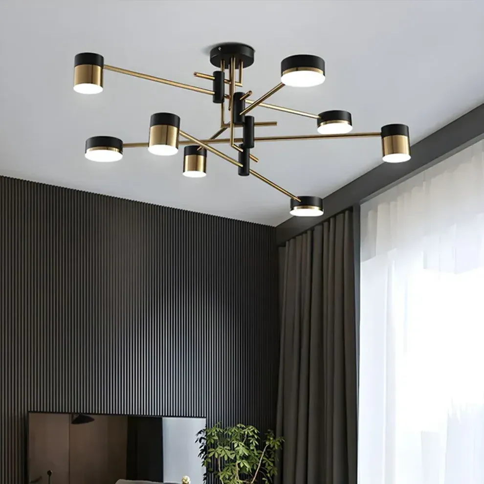 LED Flush Ceiling Light 3 Colour Temperatures - Black & Gold, Metal product