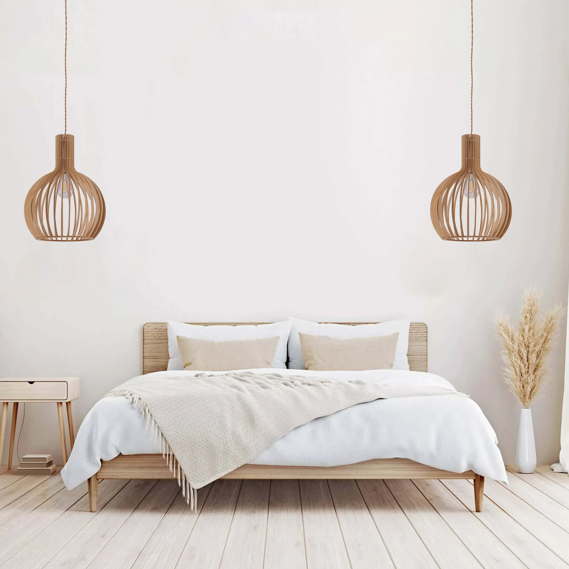 LED Pendant Light with Adjustable Cord - Wood