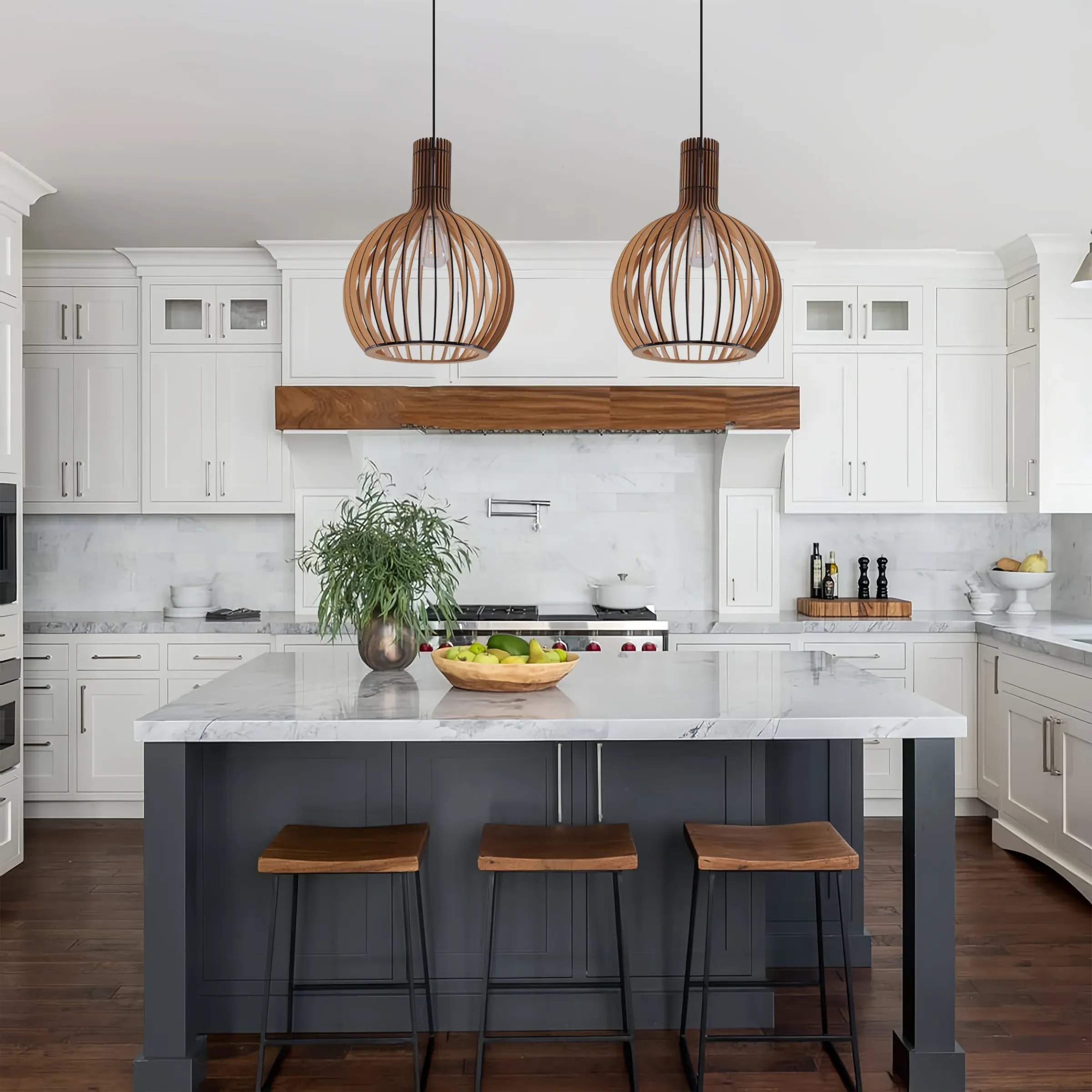 LED Pendant Light with Adjustable Cord - Wood