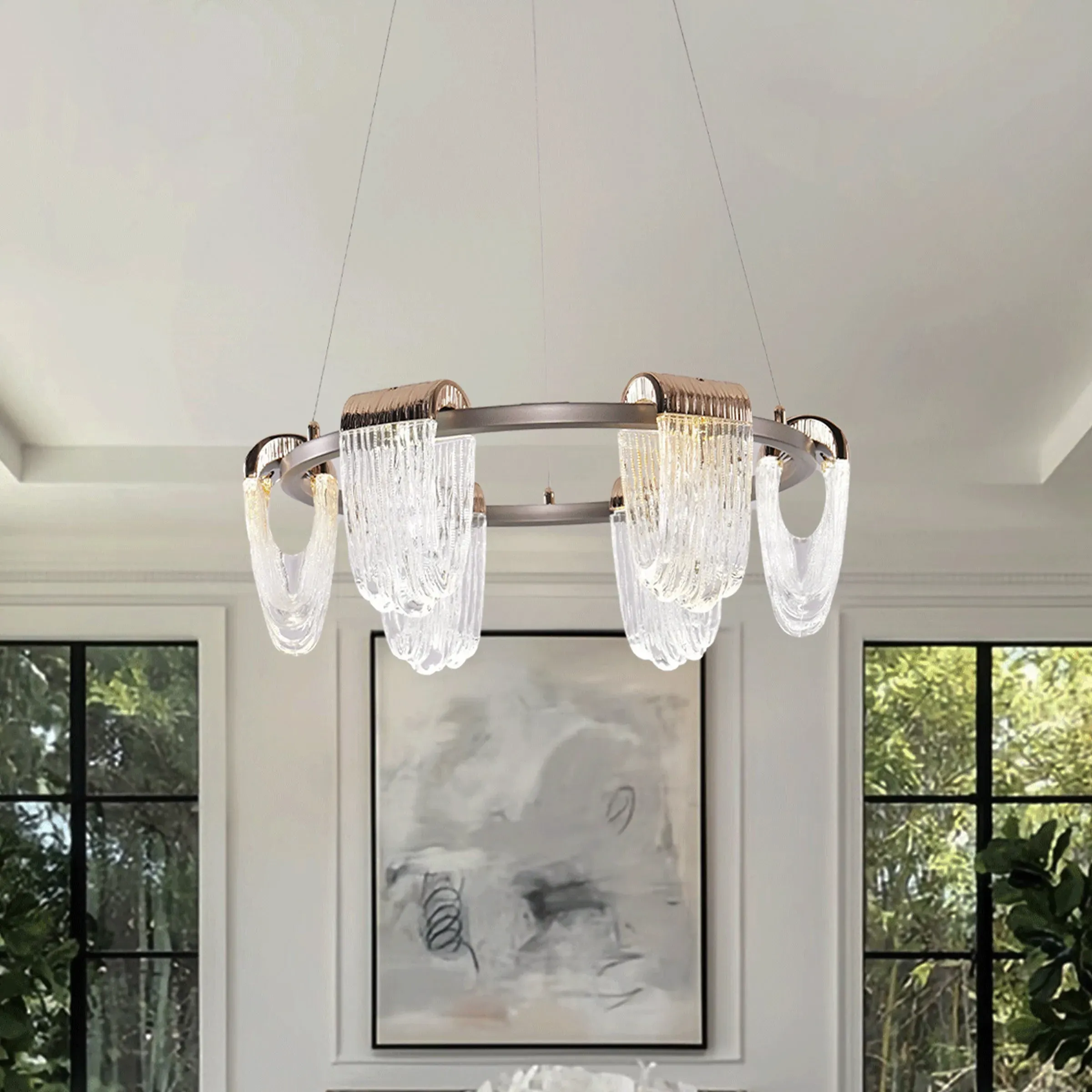 LED Pendant Light with Curves - Gold, Acrylic