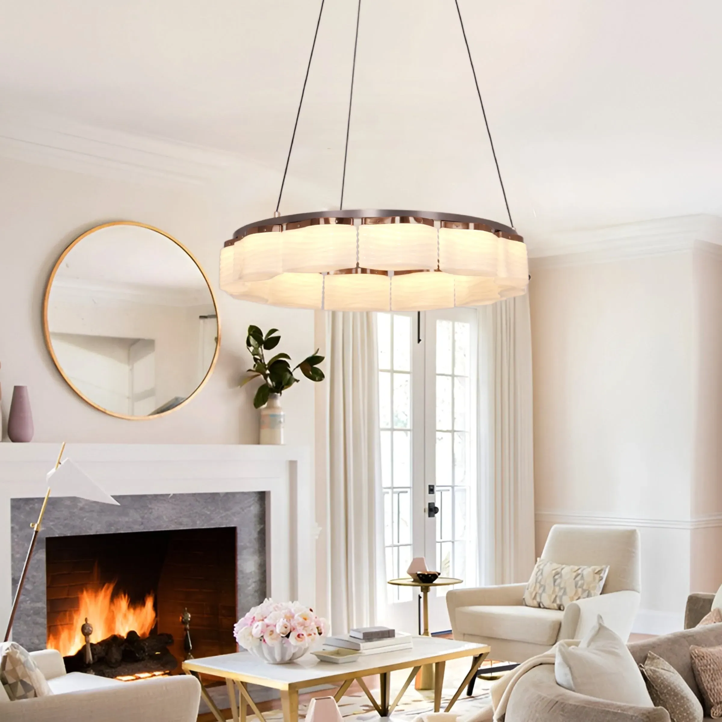 LED Pendant Light with Onyx Shade - Bronze, Glass image