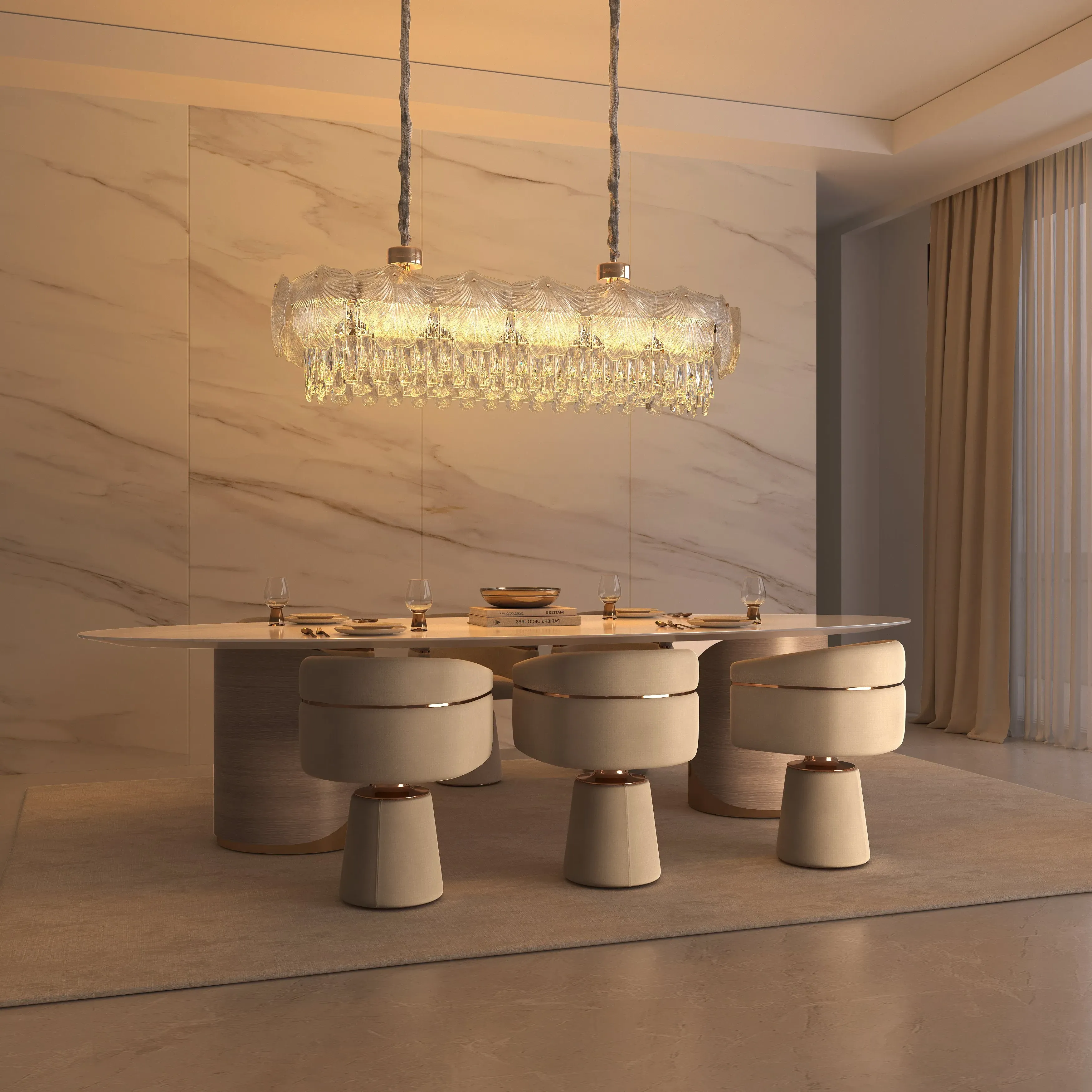 Linear Crystal Pendant Light Dimmable - Gold image