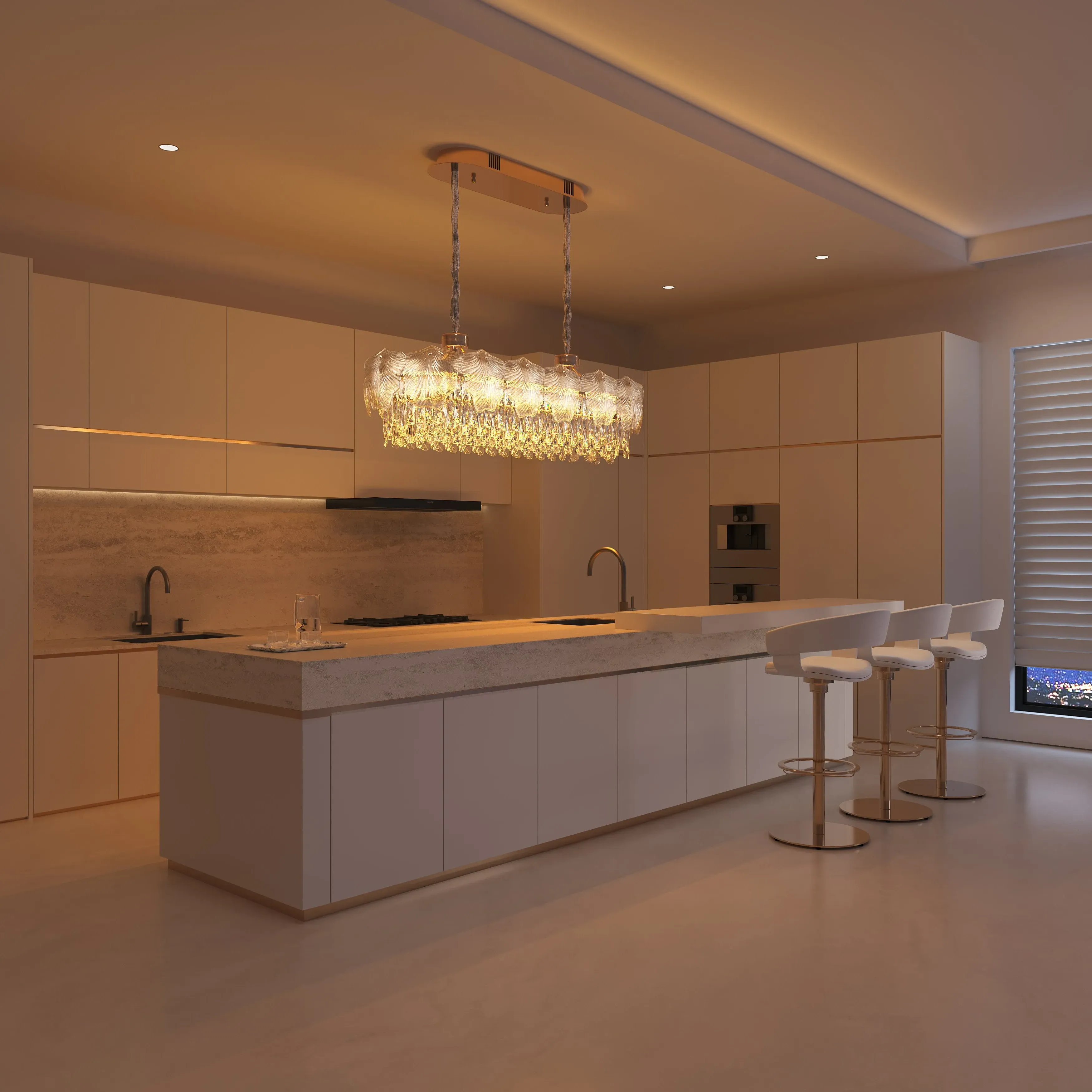 Linear Crystal Pendant Light Dimmable - Gold