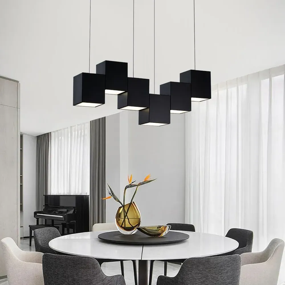Linear Cubes Kitchen Island Pendant Light - Metal image