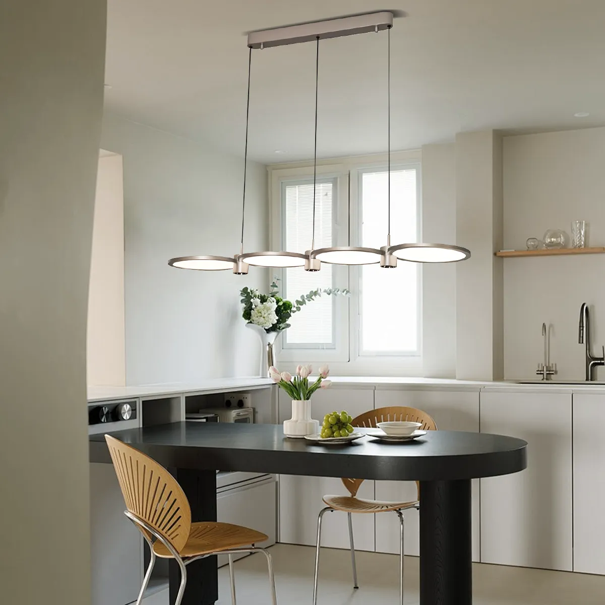 Linear Pendant Light Dimmable with Remote - Silver, Aluminium product