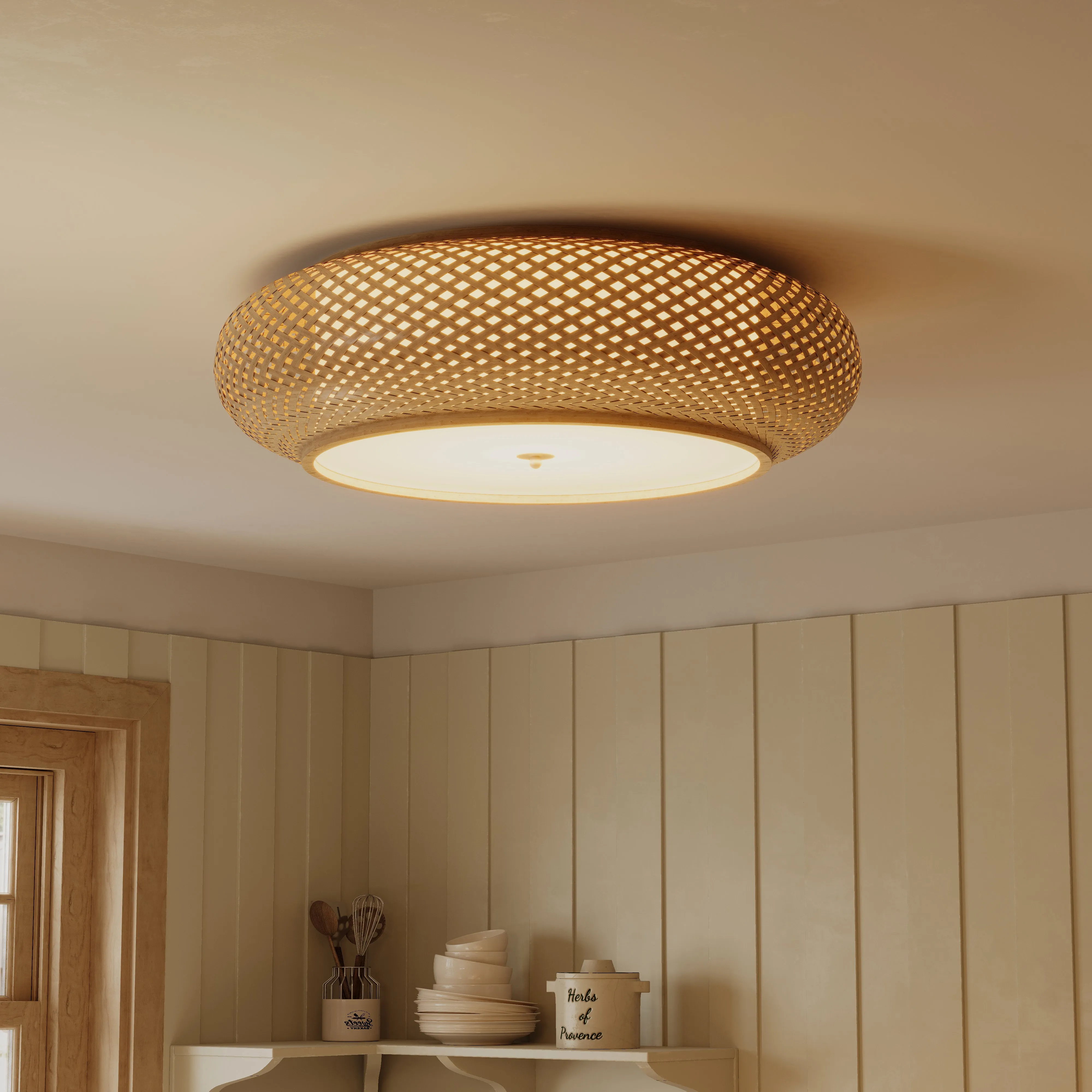Lutta-Bamboo Handwoven LED Pendant Ceiling Light - Natural, Bamboo product