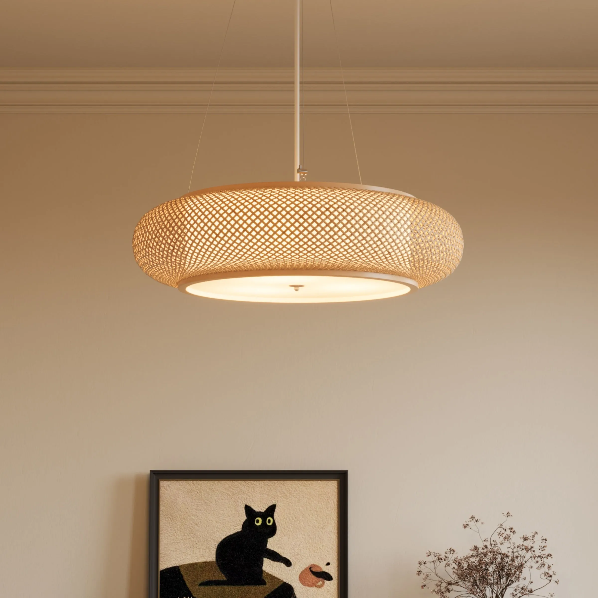 Lutta Handwoven Bamboo Pendant Light - Natural product