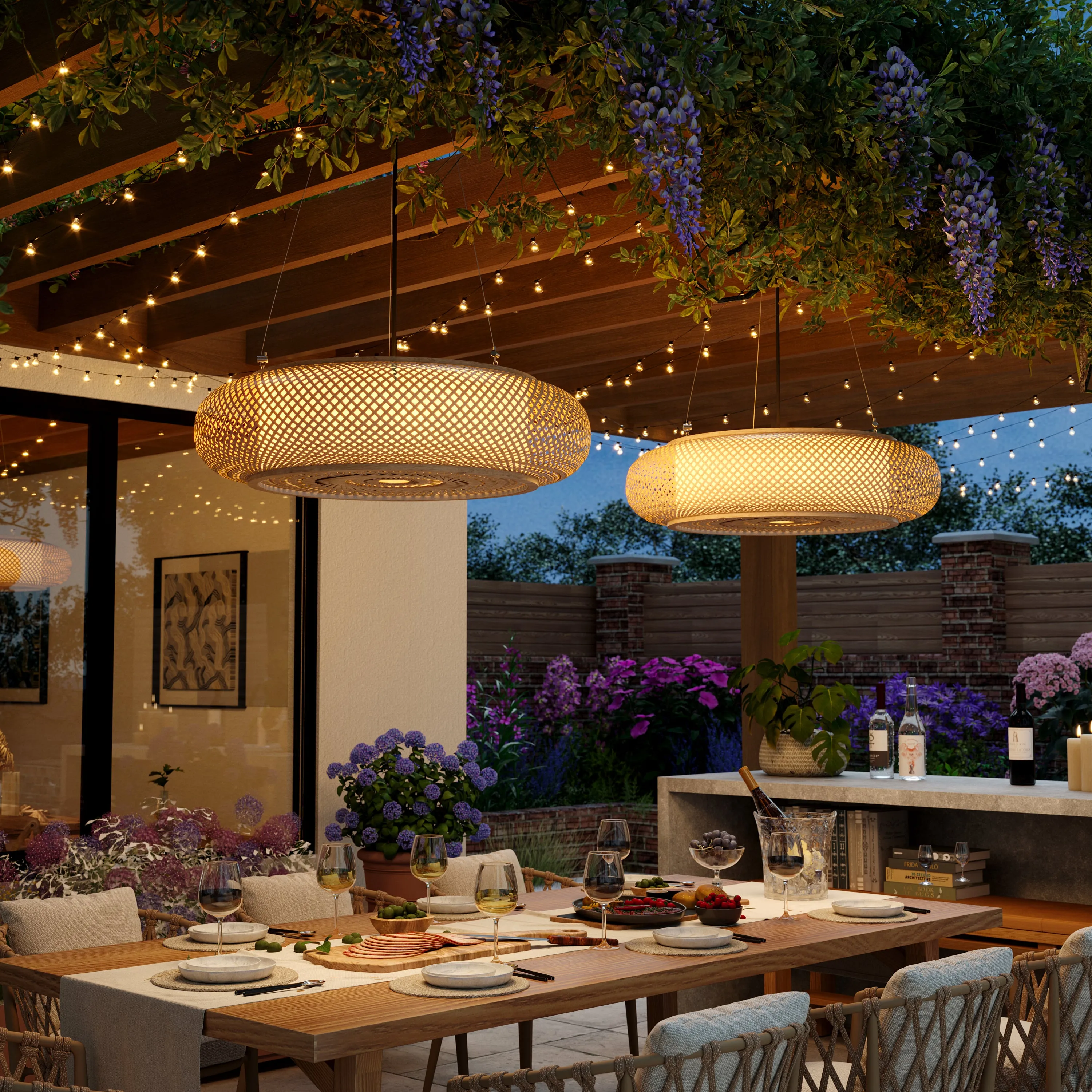 Lutta Pendant Light with Woven Shade - Natural, Bamboo product