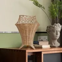 Net-Pattern Fish-Mouth Rattan Table Lamp - Natural alternate view