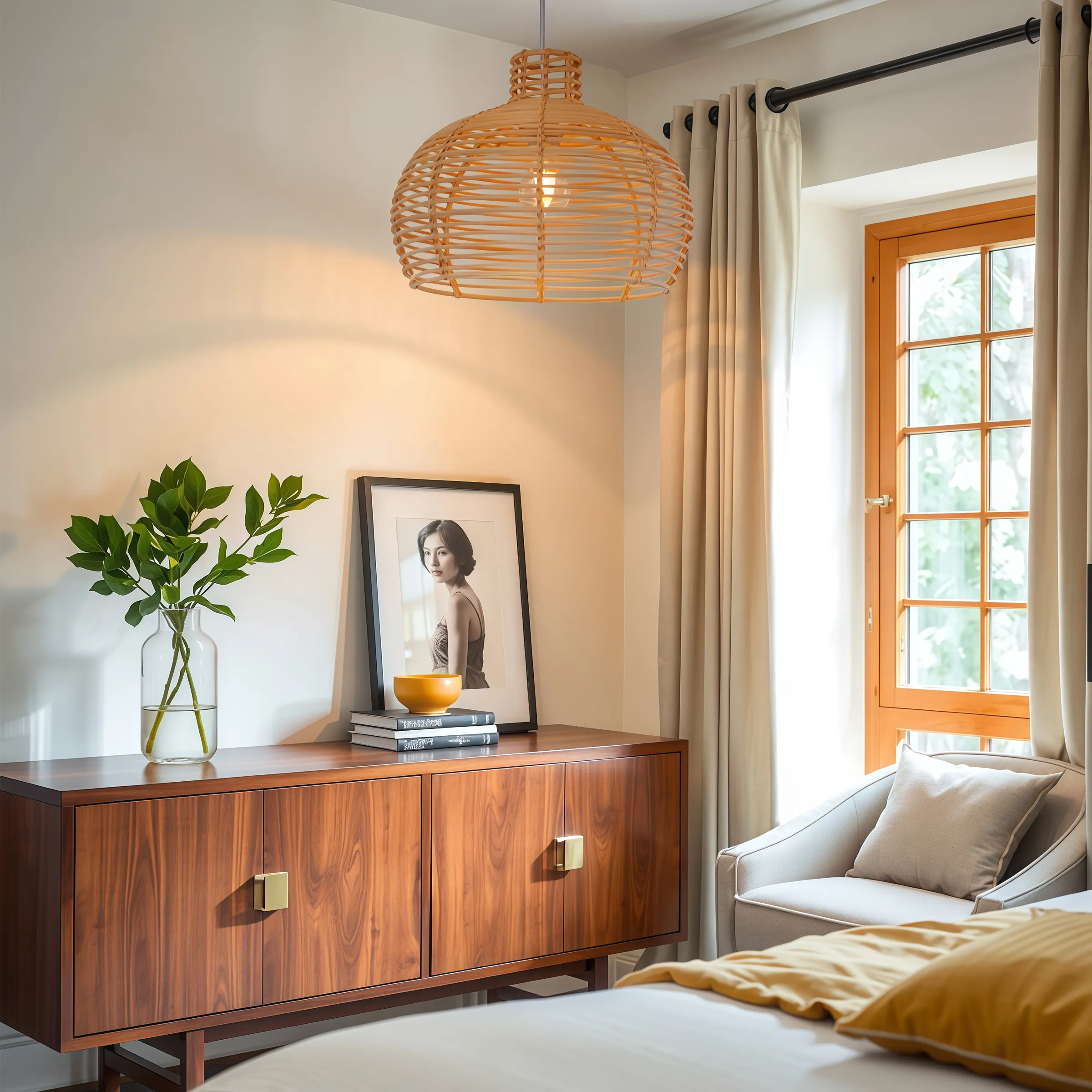 Open Weave Pendant Light - Natural, Rattan image