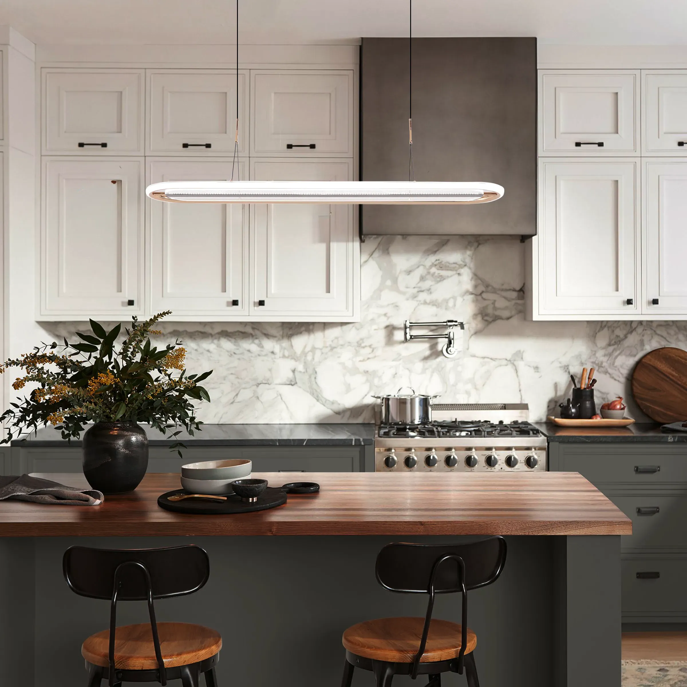 Oval LED Pendant Light - Aluminum, Acrylic image