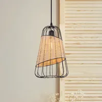 Lantern Iron Rattan Pendant Light - Natural, Rattan alternate view