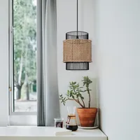 Glyph Rattan Pendant Light - Natural, Iron alternate view