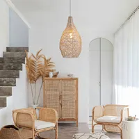 Bamboo Pendant Light with Iron Frame - Natural alternate view