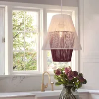 Lightsin Pendant Light with Paper Rope Design - White & Purple alternate view