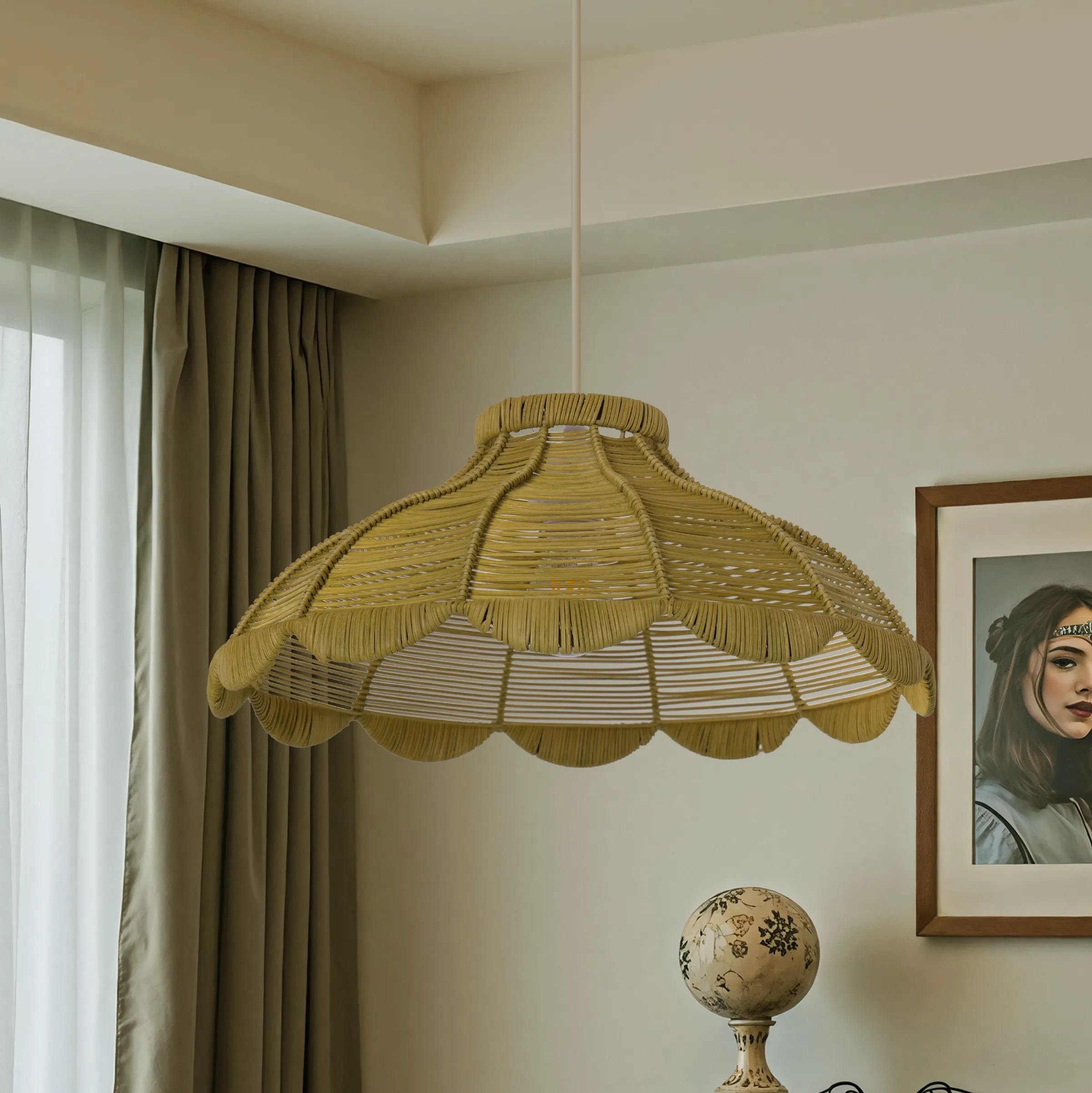 Petal Shaped Pendant Light - Reseda, Rattan