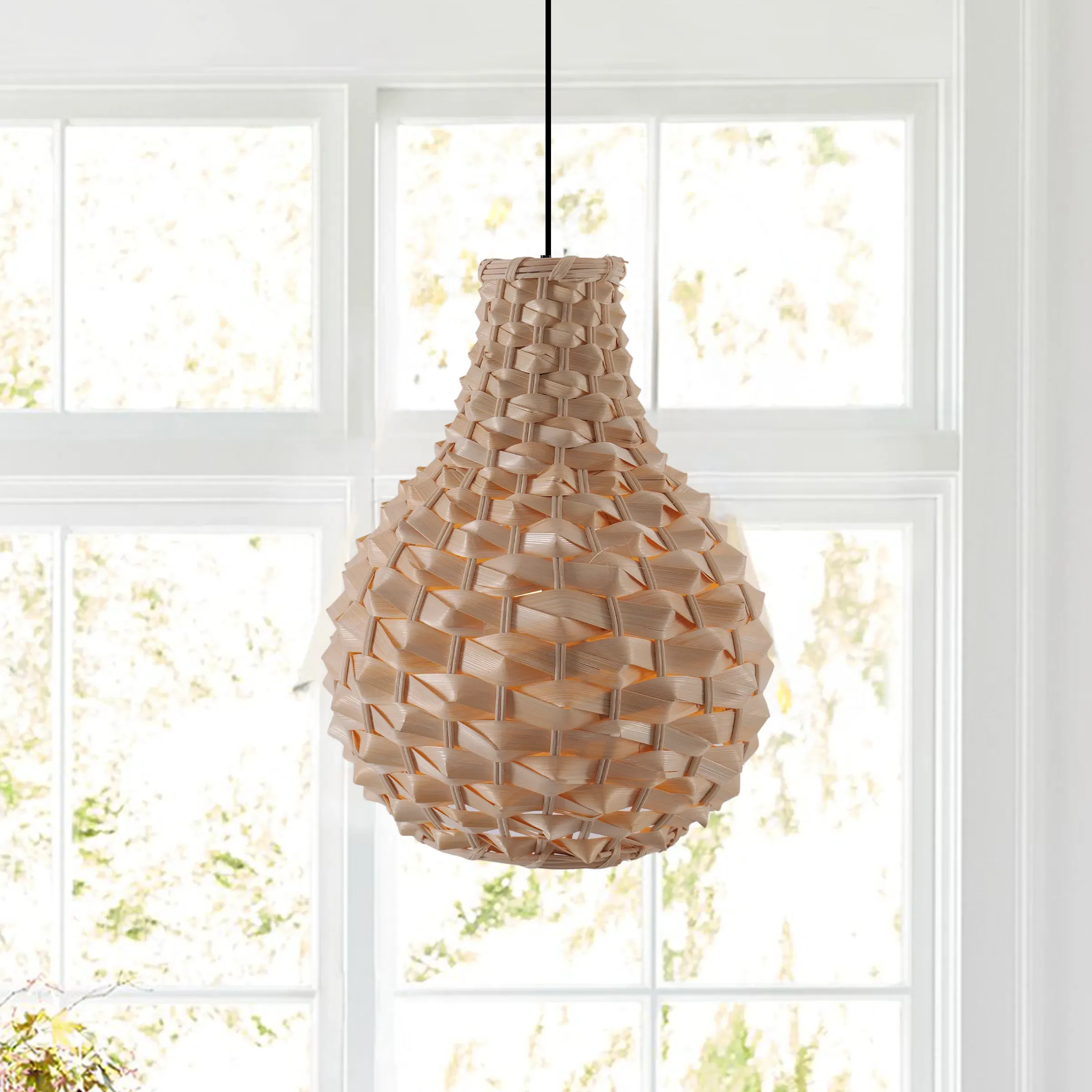Pinecone Pendant Light Handwoven - Natural, Bamboo