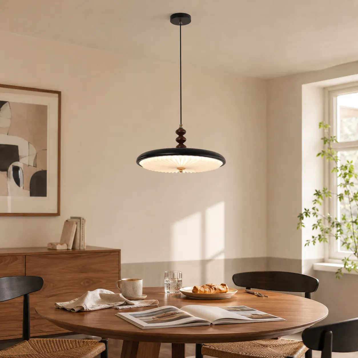 Pleated Pendant Light Colour-Changing LED - Black, Iron product