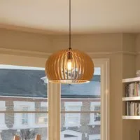 Shadome Pumpkin-Shaped Pendant Light - Wood alternate view