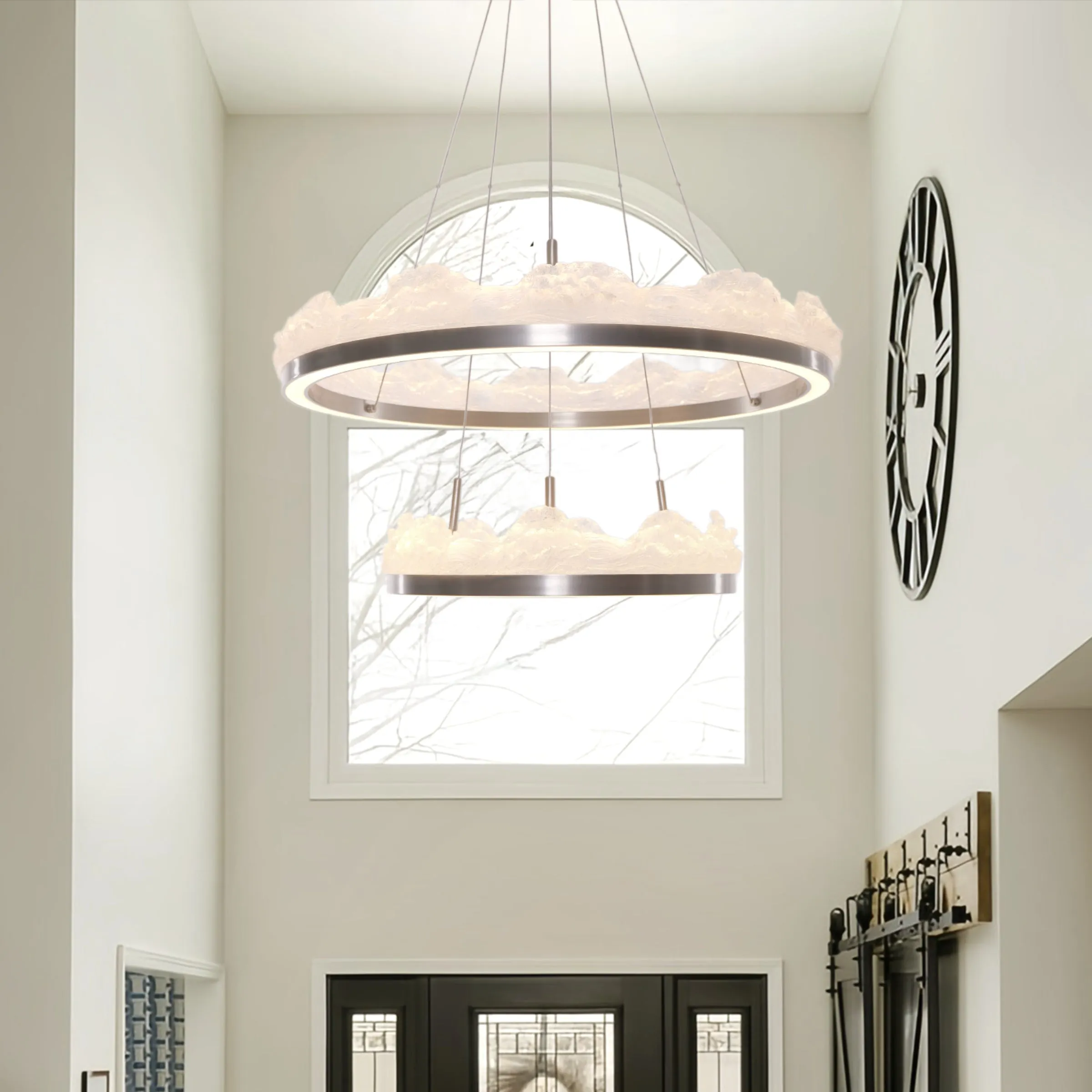 Ring Pendant Light with Dimmer - Silver, Aluminum