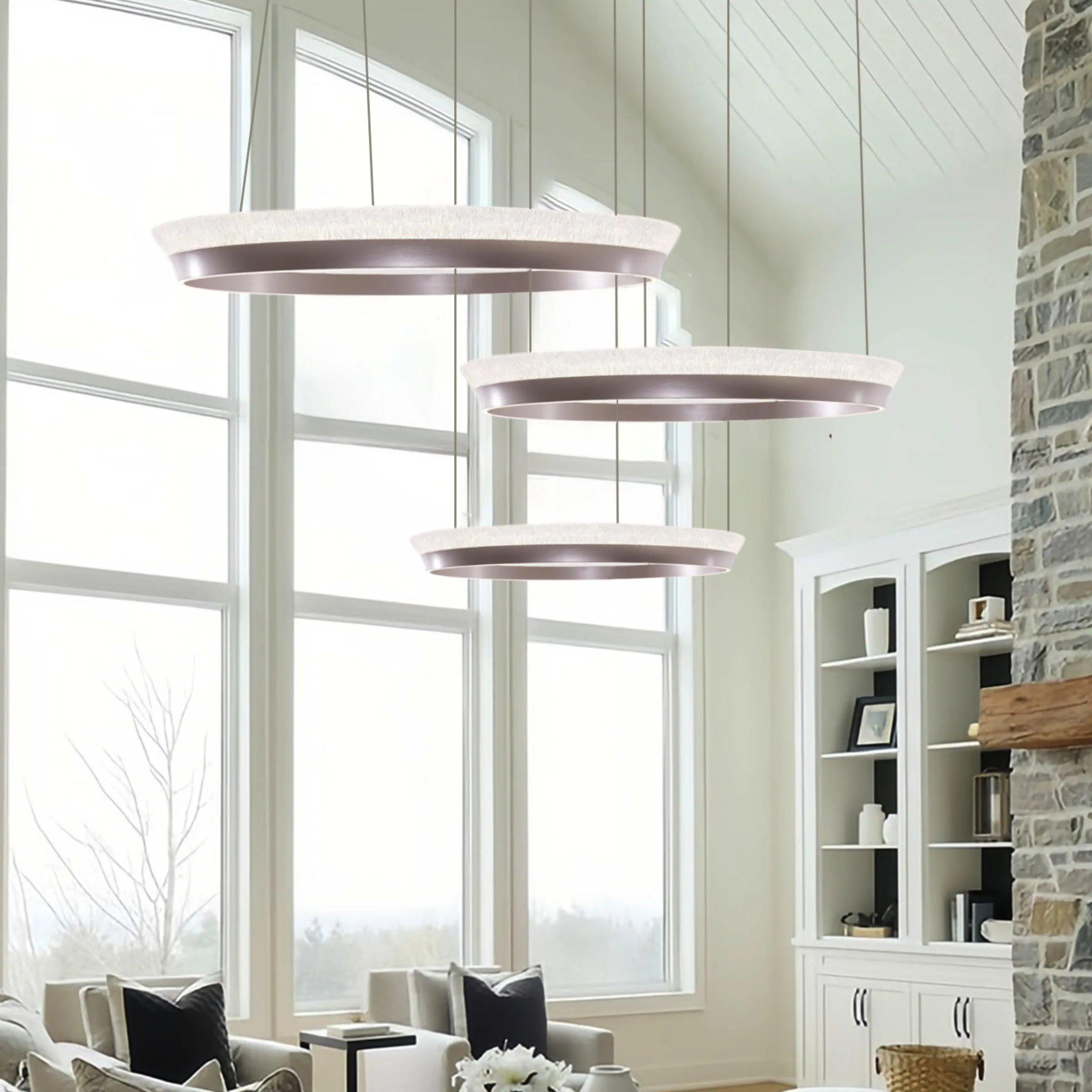 Ring Pendant Light with Remote - Aluminum