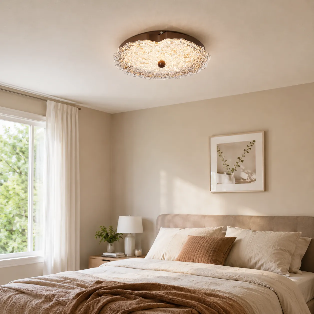 Ripple Round Flush Mount Ceiling Light Colour-Changing - Walnut, Acrylic product