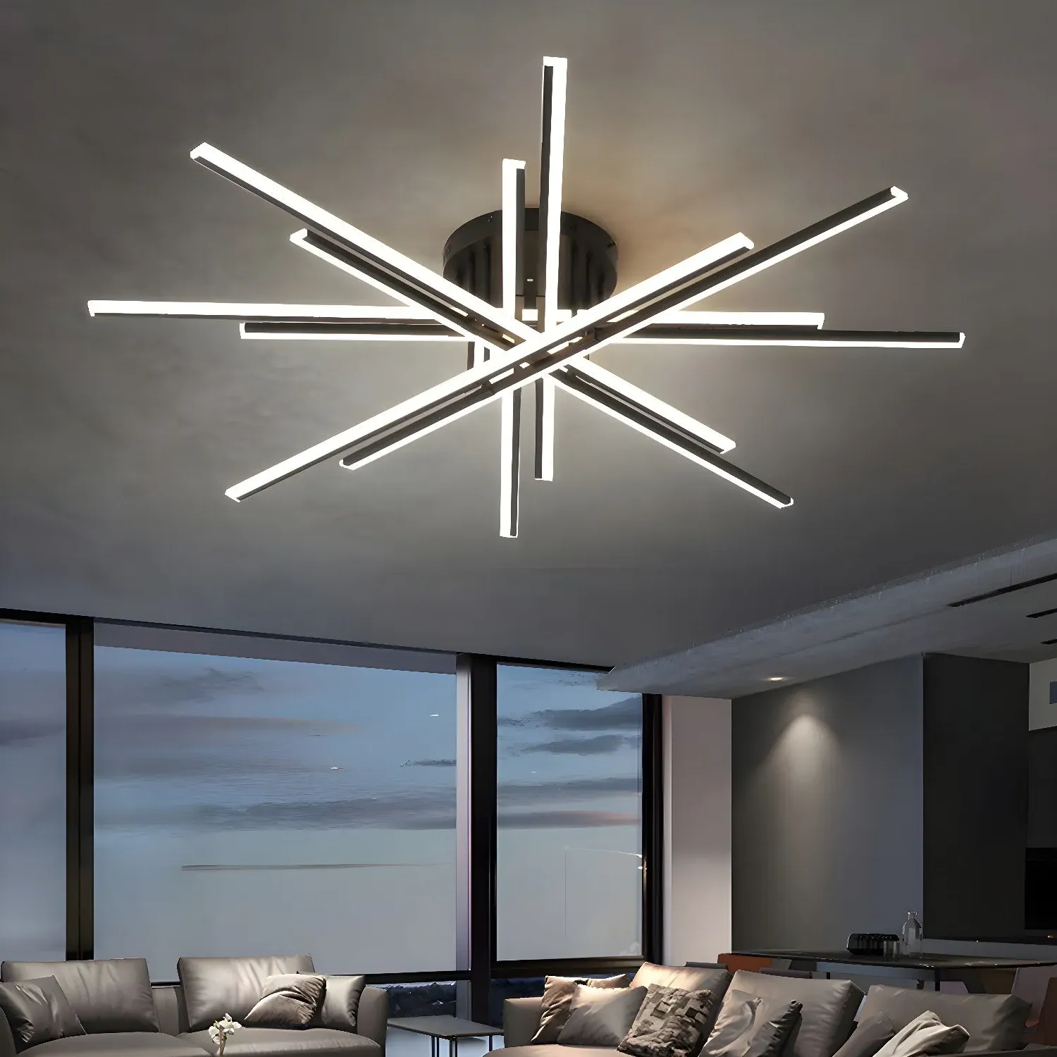 Round Flush Mount Ceiling Light - Black, Metal