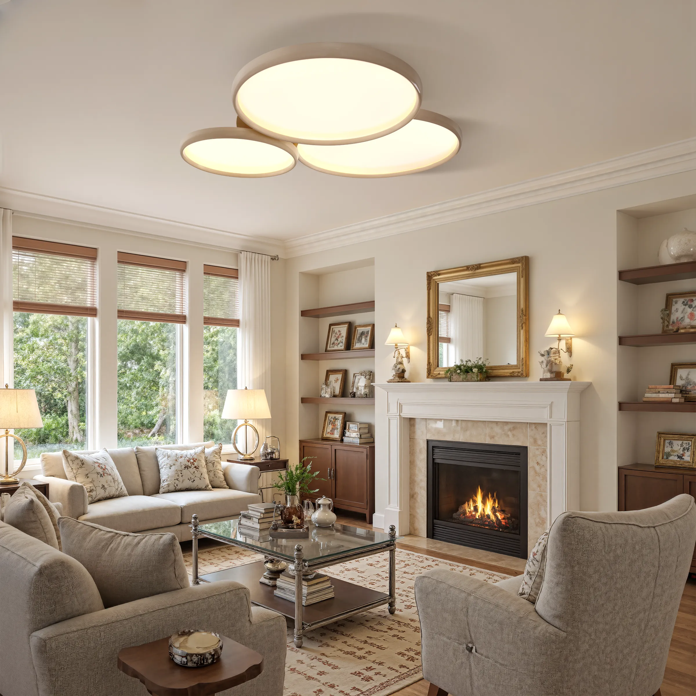 Round LED Ceiling Light Dimmable - White, Aluminum