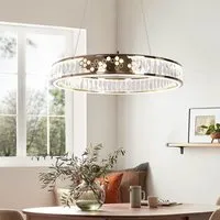 Round LED Pendant Light with Crystals - Gold alternate view