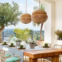 Round Pendant Light Handwoven - Natural, Bulrush alternate view