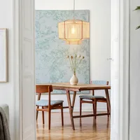 Handwoven Paper Rope Pendant Light - White, Iron alternate view