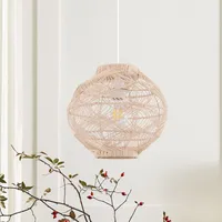 Handwoven Rattan Pendant Light - Natural, Iron & Rattan alternate view