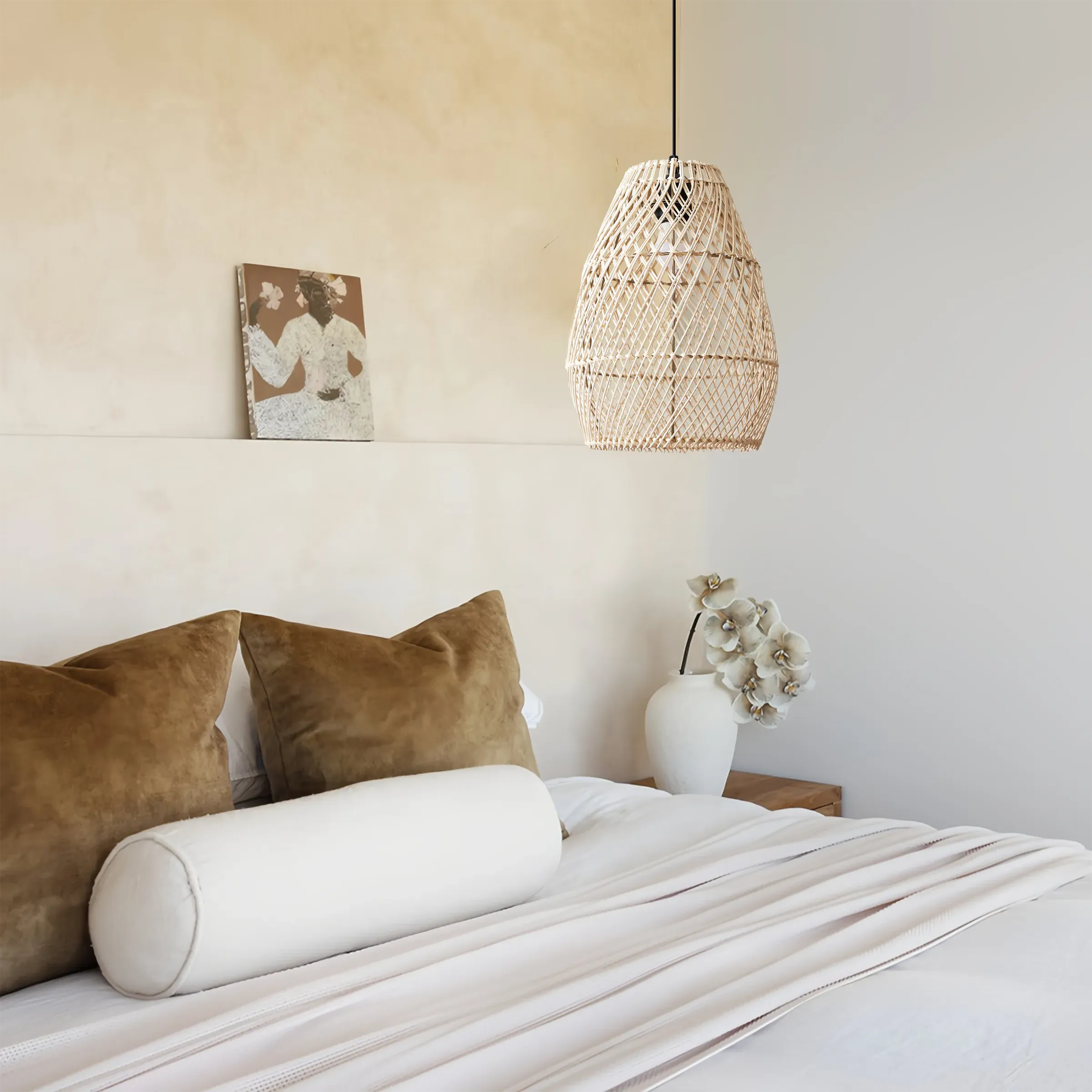 Round Pendant Light with Adjustable Cord - Natural image